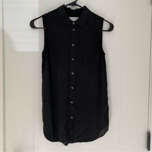 Everlane black silk sleeveless blouse